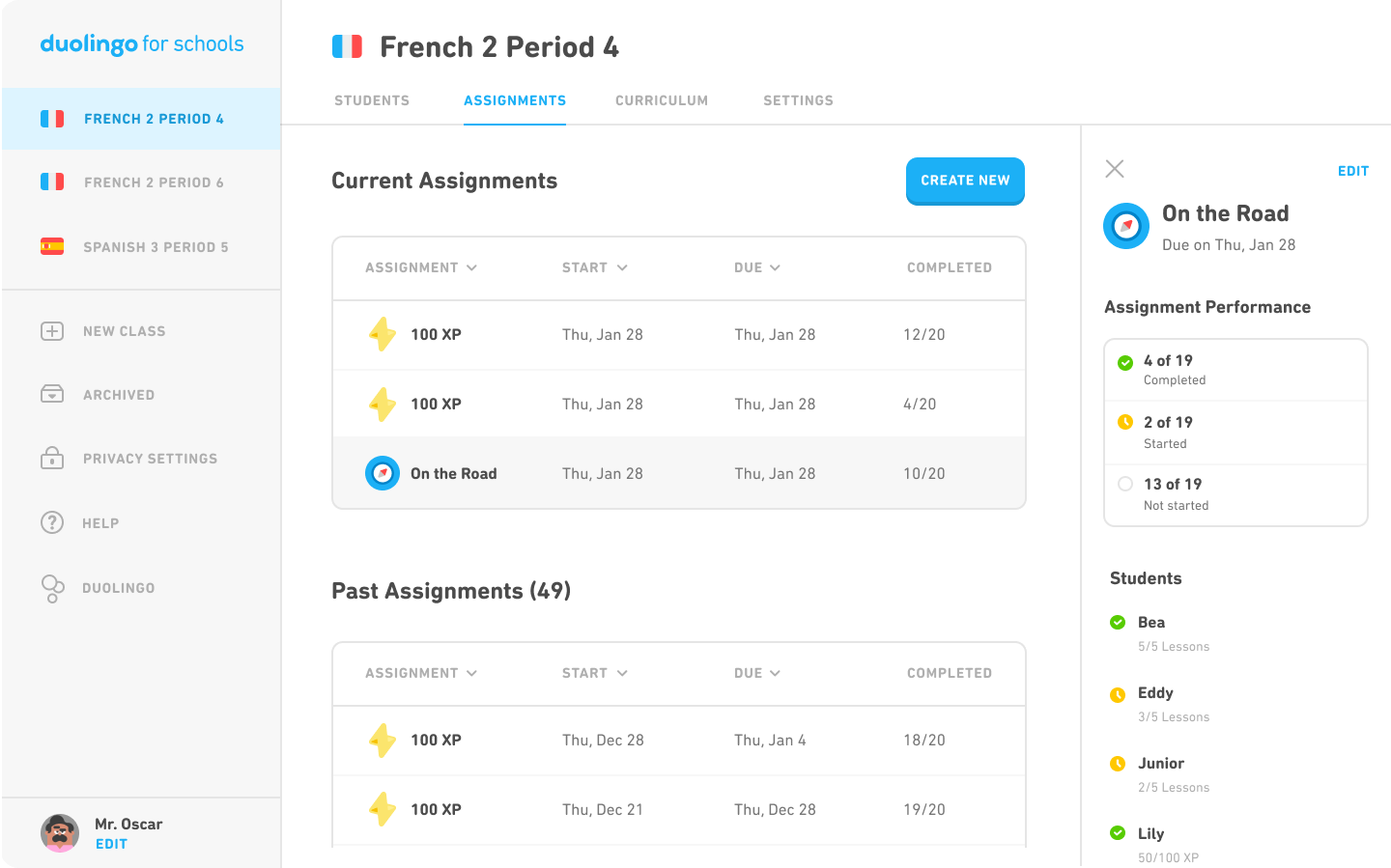 how to do assignments on duolingo