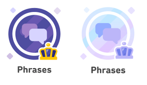 Two illustrations of a skill at the legendary level. Exploring different visual treatments for Legendary skills. One has darker purple and a gold crown, the other has lighter shades of purple.