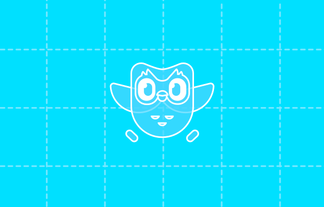 Gif that shows a sketch of Duolingo owl and Duolingo character Junior are made from same basic shapes