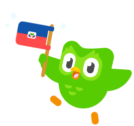 Duo the owl holding the Haitian flag