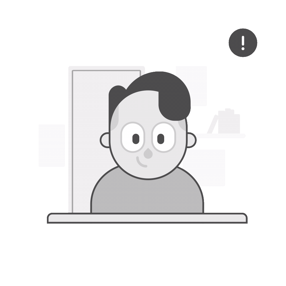 A moving gif of a test taker sitting at a desk. Behind him, a door opens and a woman's head pops out. He shakes his head and the door closes behind him. A yellow check mark appears in the top right corner once the distraction is eliminated.