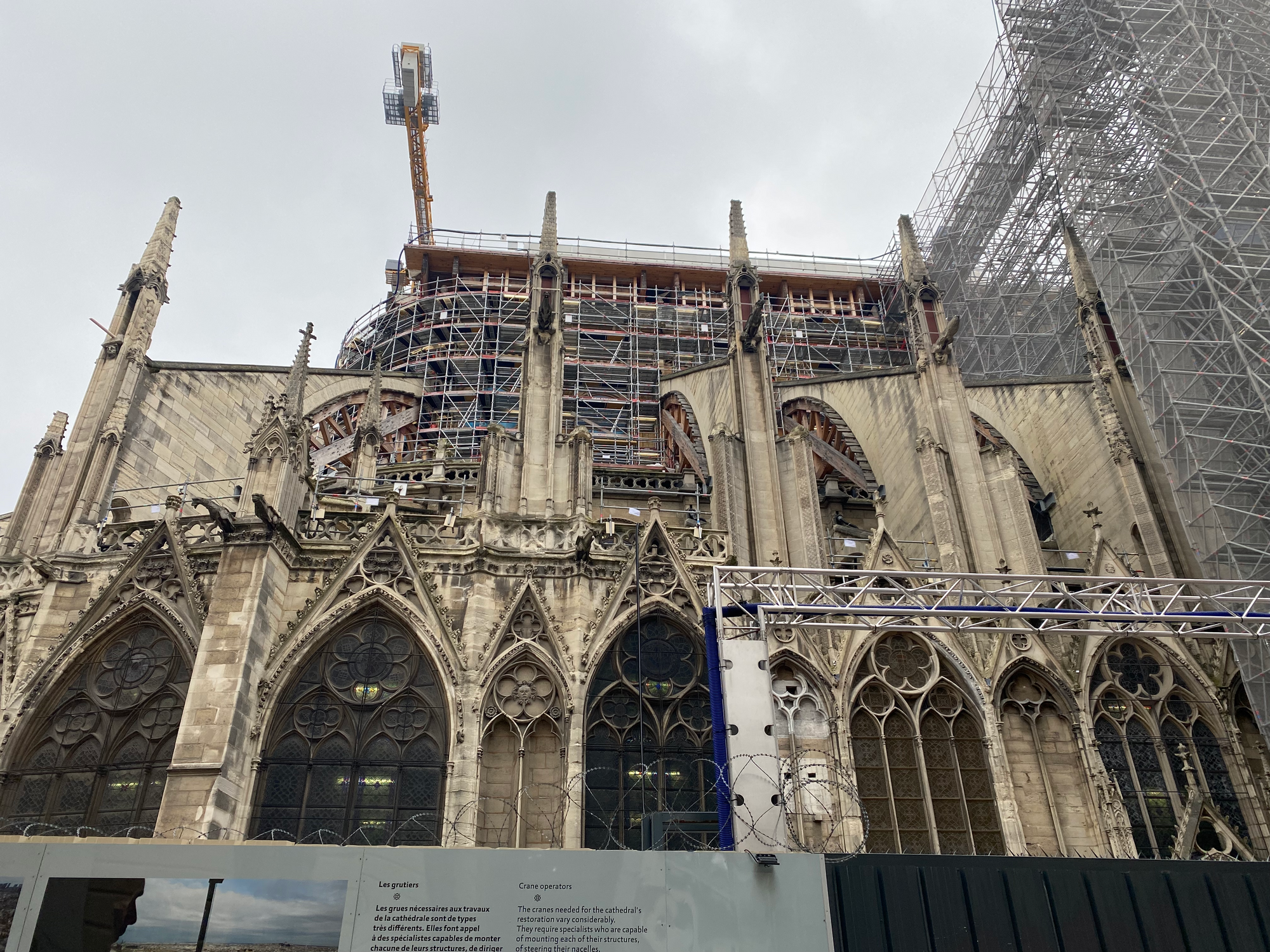 Notre Dame building under construction for restoration after the fire. Photo Credit: Justine Hagard