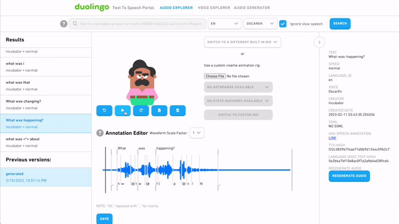 A screen shows how an annotation editor to convert written speech into spoken word. 