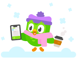 Duo is standing in the snow wearing a winter hat and scarf, looking at a cell phone, and holding a travel cup of coffee or cappuccino