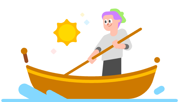 Un gondolier voguant par une journée ensoleillée