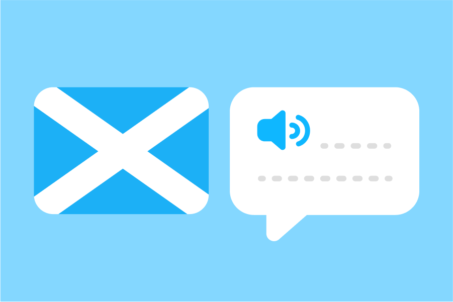 Bandera de Escocia junto a un globo de diálogo