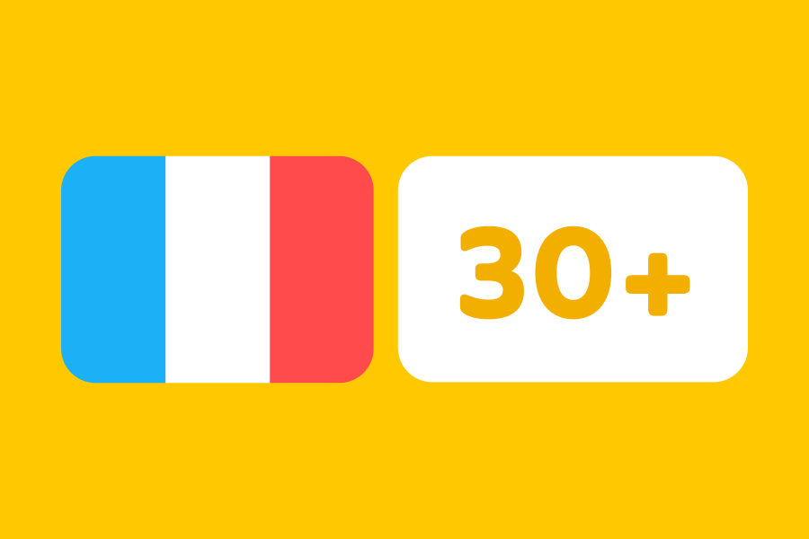 フランス国旗の横に数字の「30」とプラス記号が書かれたイラスト。