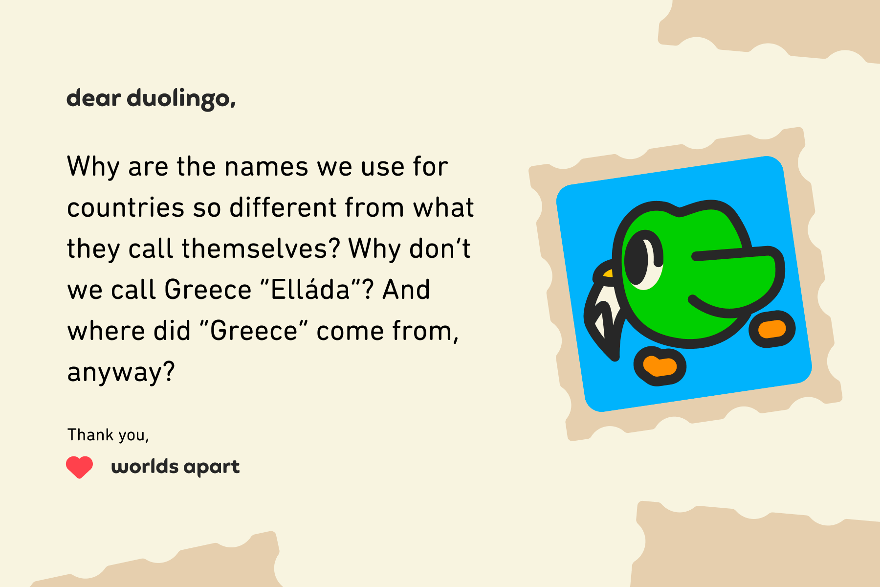Dear Duolingo: How does a country’s name change?