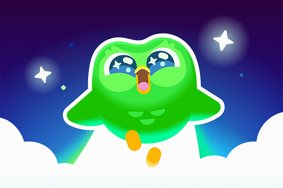 Duo, el búho, elevándose muy por encima de las nubes y alcanzando las estrellas