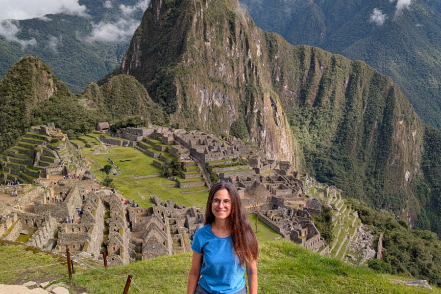 Natalie standing in front of Machu Picchu, Peru.