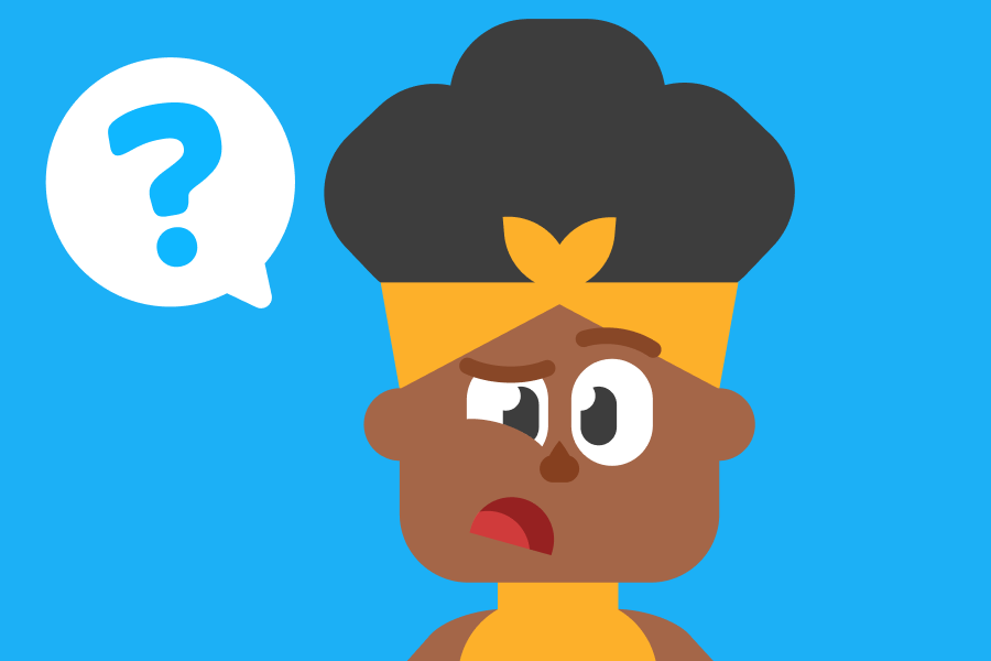 Illustration of Bea looking confused with a question mark above her head