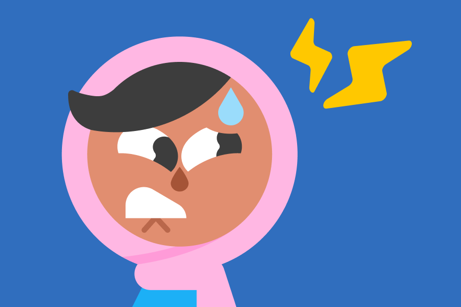 Ilustración de Zari con cara de preocupación