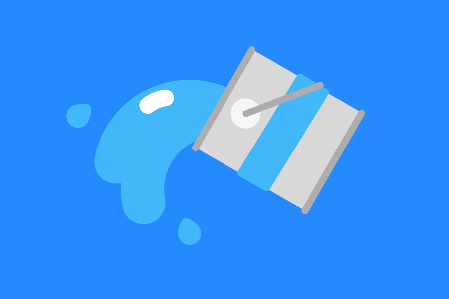 Illustration of paint cans spilling blue paint