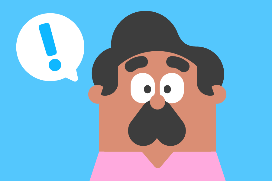 Oscar semble surpris et un point d'exclamation apparaît dans une bulle de texte à côté de lui